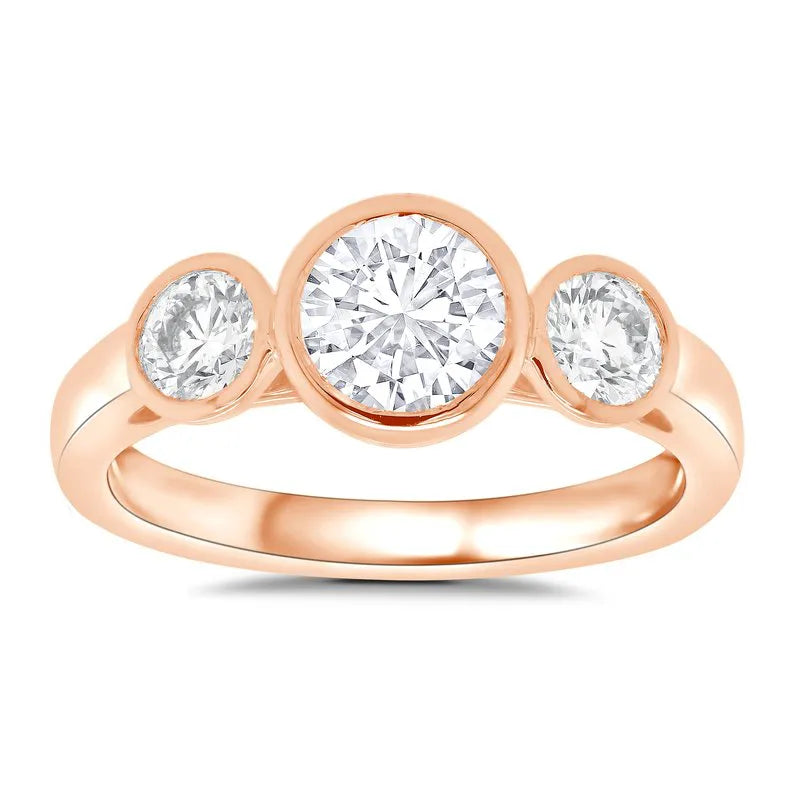 Round Bezel Trilogy Engagement Ring