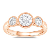 Lab Grown Round Bezel Trilogy Engagement Ring