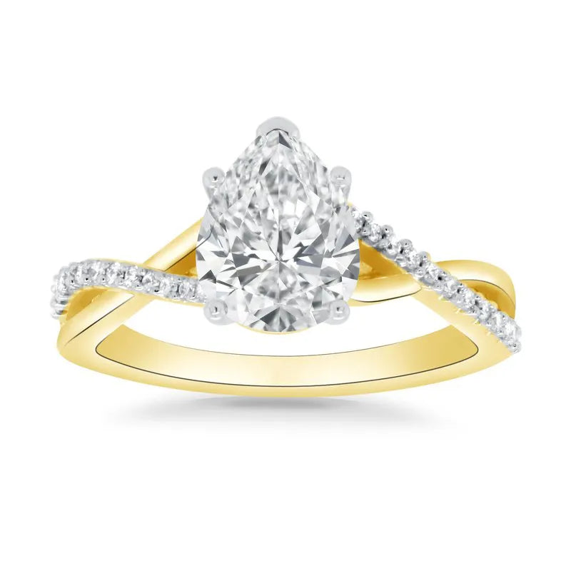Lab Grown Pear Twist Engagement Ring