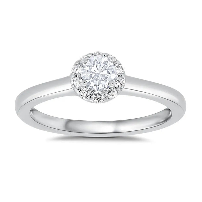 Lab Grown Round Petite Freya Halo Engagement Ring