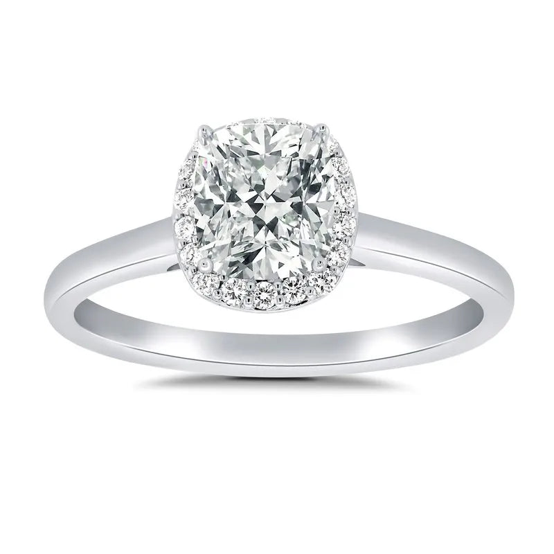 Lab Grown Olivia Cushion Halo Engagement Ring