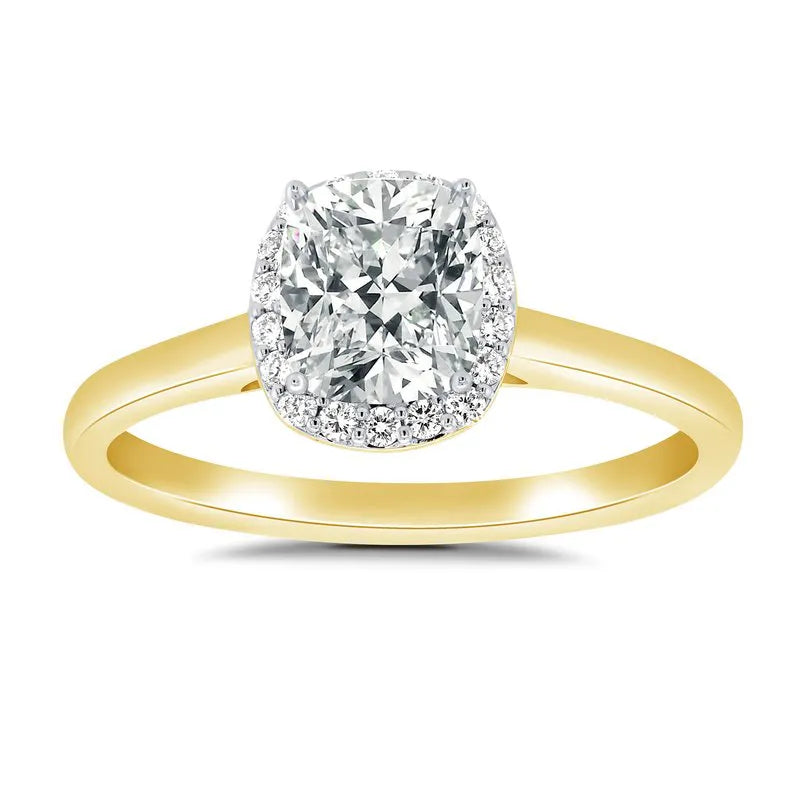 Lab Grown Olivia Cushion Halo Engagement Ring