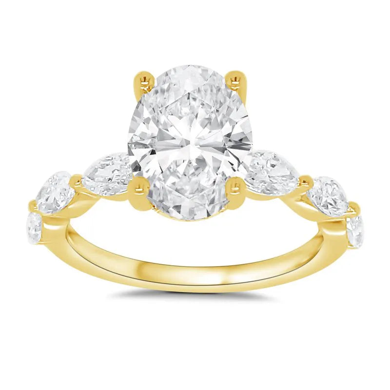 Lab Grown Oval Marquise Engagement Ring