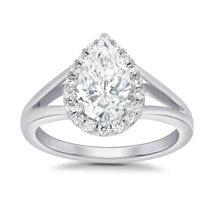 Lab Grown Pear Split Halo Engagement Ring