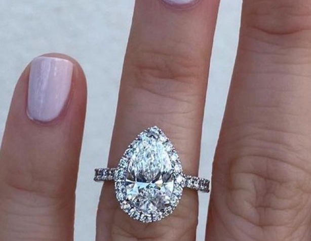 Lab Grown Pear Parker Halo Engagement Ring