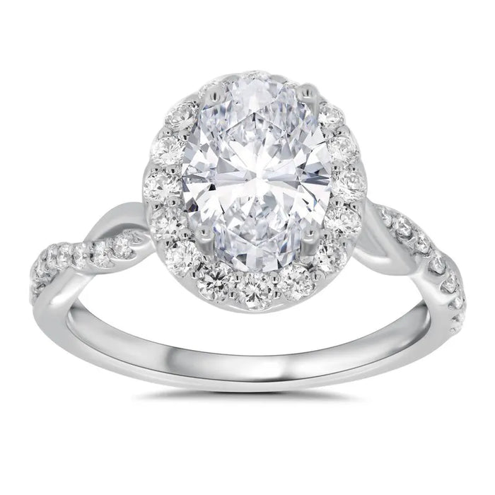 Oval Twist Halo Engagement Ring