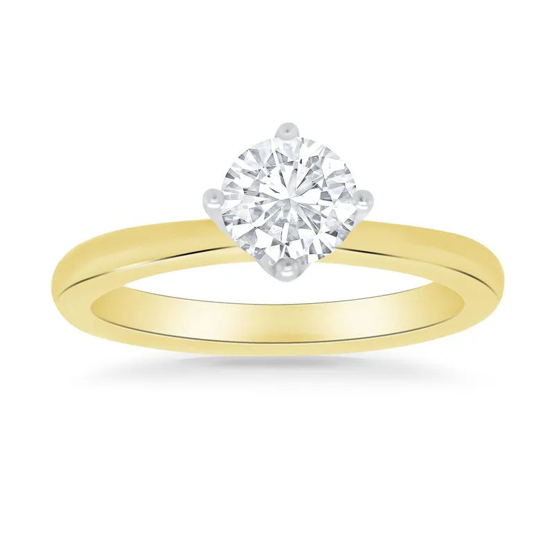 Round Compass Solitaire Engagement Ring