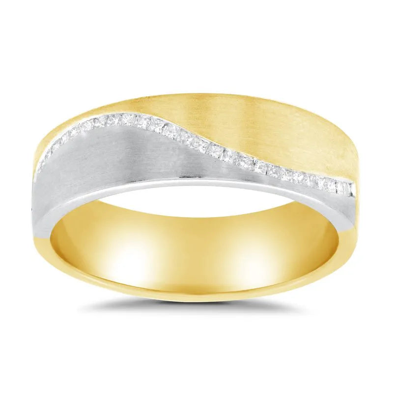 Mens Diamond Set Two Tone Wedding Ring
