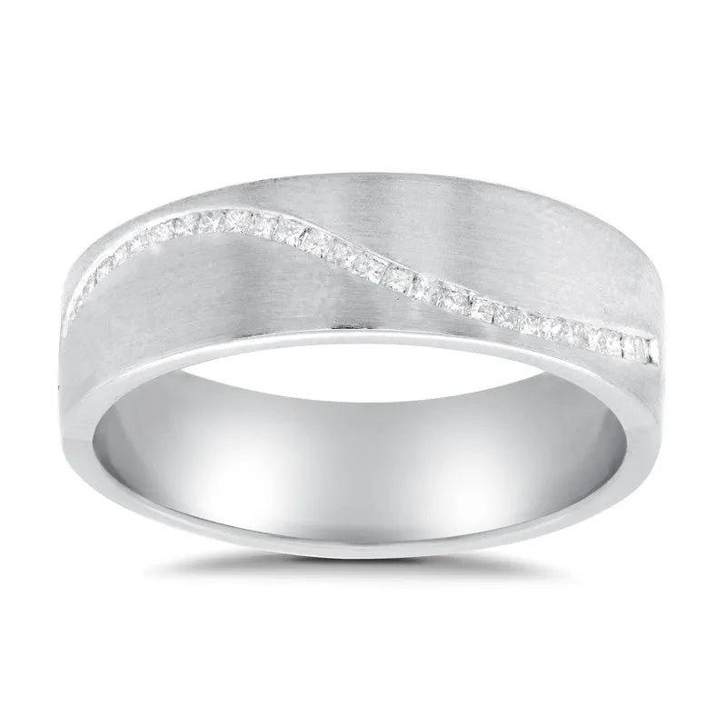 Mens Diamond Set Two Tone Wedding Ring