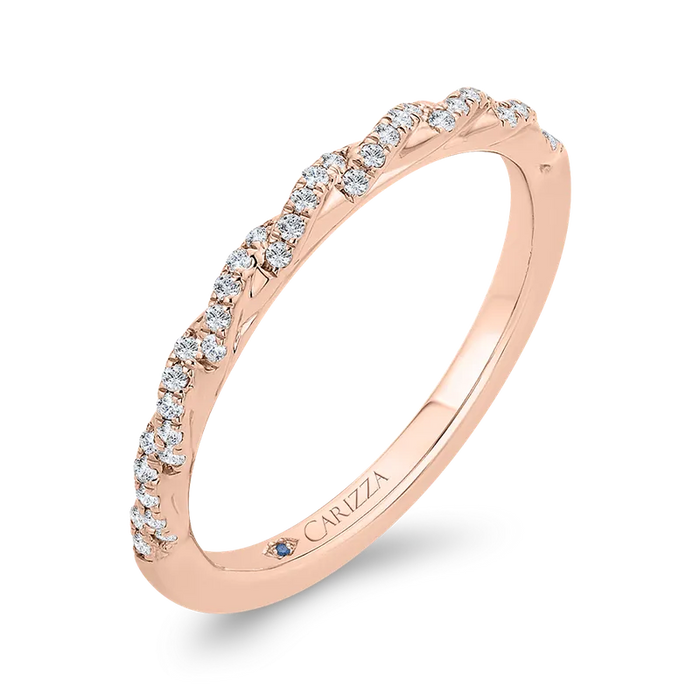 Round Brilliant cut Diamond Prong Set Twisted Wedding Band