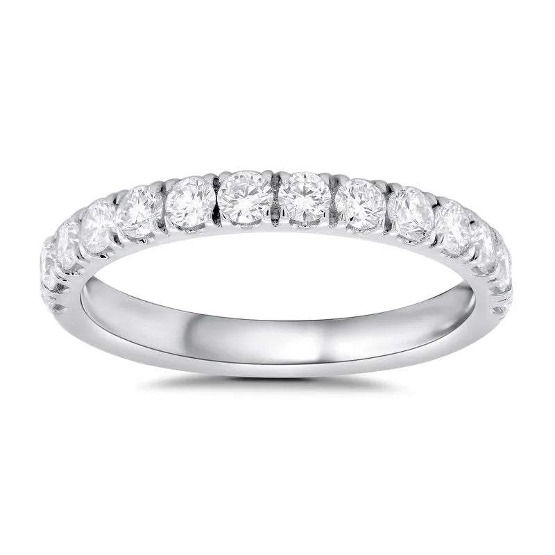 0.08ct Round Brilliant Cut Diamond French Pave Wedding Ring