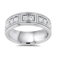 Mens Diamond Set Square Wedding Ring
